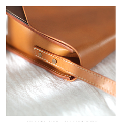 Fashion Leather Brown Women's Small Leather Shoulder Bag Satchel Bag Square Crossbody Bag