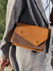 Fashion Leather Brown Women's Small Leather Shoulder Bag Satchel Bag Square Crossbody Bag