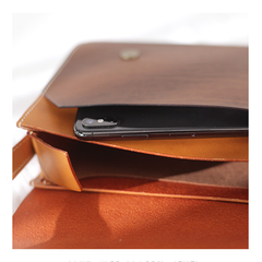 Fashion Leather Brown Women's Small Leather Shoulder Bag Satchel Bag Square Crossbody Bag