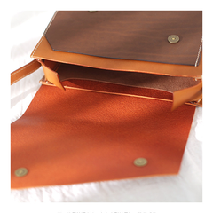 Fashion Leather Brown Women's Small Leather Shoulder Bag Satchel Bag Square Crossbody Bag