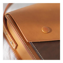 Fashion Leather Brown Women's Small Leather Shoulder Bag Satchel Bag Square Crossbody Bag