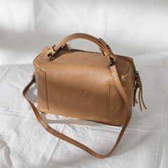 Fashion Women's Small Leather Black Satchel Handbags Brown Cube Square Shoulder Bag Crossbody Bag