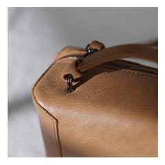 Fashion Women's Small Leather Black Satchel Handbags Brown Cube Square Shoulder Bag Crossbody Bag