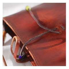 Vintage Brown Leather Women's Small Satchel Shoulder Bag Purse Boho Leather Crossbody Bag