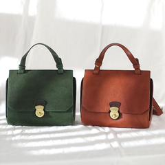 Fashion Green Leather Women's Top Handle Handbag Structured Green Small Satchel Shoulder Bag Purse