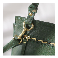 Fashion Green Leather Women's Top Handle Handbag Structured Green Small Satchel Shoulder Bag Purse