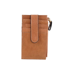Womens Black Coffee Leather Card Holders Wallet Vertical Slim Billfold Wallet Card Holders for Ladies