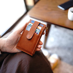 Womens Black Coffee Leather Card Holders Wallet Vertical Slim Billfold Wallet Card Holders for Ladies