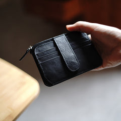 Womens Black Leather Card Holders Wallet Slim Billfold Wallet Card Holders for Ladies