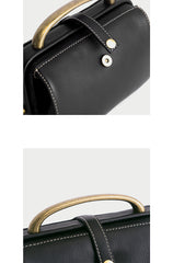 Womens Gray Leather Doctor Handbag Purses Classic Gray Doctor Crossbody Purse for Women