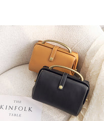 Womens Black Leather Doctor Handbag Purses Classic Black Doctor Crossbody Purse for Women