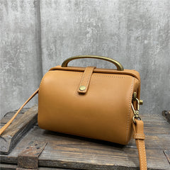 Womens Gray Leather Doctor Handbag Purses Classic Gray Doctor Crossbody Purse for Women