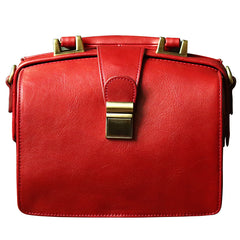 Womens Red Leather Doctor Handbag Purses Vintage Red Doctor Side Purse for Women