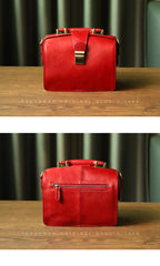 Womens Red Leather Doctor Handbag Purses Vintage Red Doctor Side Purse for Women