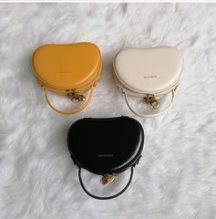 Womens White Leather Half Round Crossbody Purse Round Shoulder Bags for Women