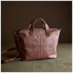 Womens Black Leather Work Handbag Purse Unique Leather Work Shoulder Purse for Ladies