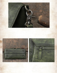 Womens Green Leather Vintage Handmade Shoulder Bag - Lifestyle View