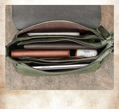 Womens Green Leather Vintage Handmade Shoulder Bag - Studio View