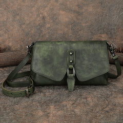Womens Green Leather Vintage Handmade Shoulder Bag Best Crossbody Purses for Ladies