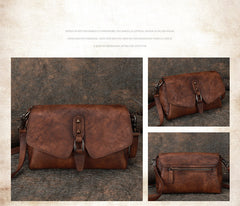 Womens Green Leather Vintage Handmade Shoulder Bag - Leather Texture Detail