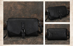 Womens Green Leather Vintage Handmade Shoulder Bag - Stitching Detail