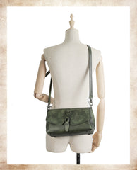 Womens Green Leather Vintage Handmade Shoulder Bag - Overall View