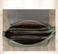 Womens Green Leather Vintage Handmade Shoulder Bag - Size Detail
