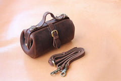 Womens Red Leather Doctor Handbag Purses Vintage Doctor Crossbody Purses for Women
