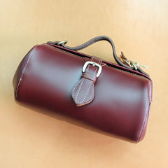 Womens Red Leather Doctor Handbag Purses Vintage Doctor Crossbody Purses for Women