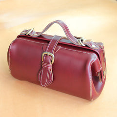 Womens Red Leather Doctor Handbag Purses Vintage Doctor Crossbody Purses for Women