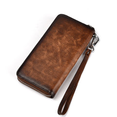 Womens Flowers Leather Zip Around Wallet Wristlet Wallet Floral Ladies Zipper Clutch Wallet for Women