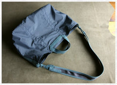 Womens Gray Blue Nylon Tote Handbag Purse Nylon Tote Shoulder Bag Purse for Ladies