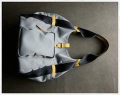Womens Gray Nylon Shoulder Handbag Purse Unique Nylon Gem Shoulder Purse for Ladies