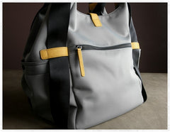Womens Gray Nylon Shoulder Handbag Purse Unique Nylon Gem Shoulder Purse for Ladies