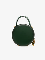 Womens Green Leather Round Handbag Small Crossbody Purse Round Shoulder Bag for Women