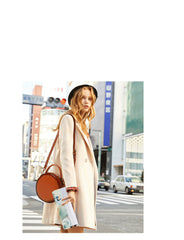 Womens Red Leather Round Handbag with Rivet Crossbody Purse Red Round Shoulder Bag for Women