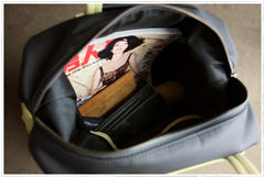 Womens Light Gray&Yellow Nylon Backpack Purse Best Satchel Backpack Nylon Leather School Rucksack for Ladies
