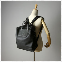 Womens Black Nylon Backpack Purse Best Satchel Backpack Nylon Leather School Rucksack for Ladies
