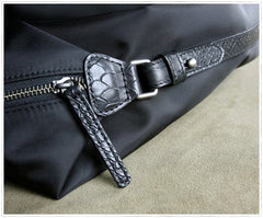 Womens Black Nylon Backpack Purse Best Satchel Backpack Nylon Leather School Rucksack for Ladies