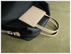 Womens Black Nylon Backpack Purse Best Satchel Backpack Nylon Leather School Rucksack for Ladies