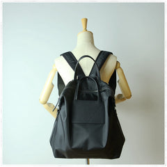 Womens Black Nylon Backpack Purse Best Satchel Backpack Nylon Leather School Rucksack for Ladies