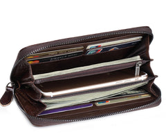 Womens Hummingbird Coffee Leather Wristlet Wallet Floral Ladies Zipper Clutch Wallet Zip Around Wallet for Women