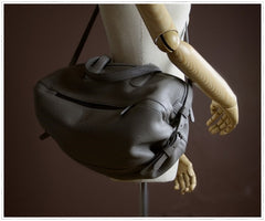 Womens Leather Barrel Shoulder Purse Womens Gray Bucket Leather Handbag Shoulder Bag for Ladies