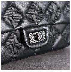 Womens Leather Diamond Mini Shoulder Purse Womens Black Diamond Chain Shoulder Purse Chain Purse for Ladies