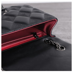 Womens Leather Diamond Mini Shoulder Purse Womens Black Diamond Chain Shoulder Purse Chain Purse for Ladies