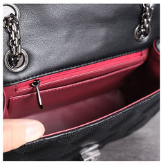 Womens Leather Diamond Mini Shoulder Purse Womens Black Diamond Chain Shoulder Purse Chain Purse for Ladies
