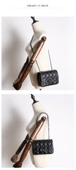 Womens Leather Diamond Mini Shoulder Purse Womens Black Diamond Chain Shoulder Purse Chain Purse for Ladies