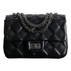 Womens Leather Diamond Mini Shoulder Purse Womens Black Diamond Chain Shoulder Purse Chain Purse for Ladies