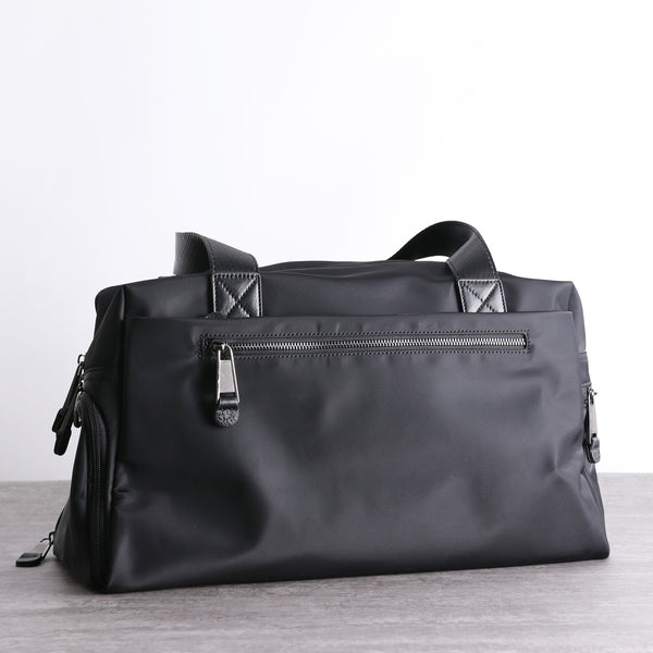 Womens Leather Nylon Overnight Handbag Travel Bag - Back View