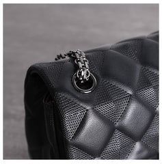 Womens Leather Shoulder Purses Womens Black Diamond Leather Chain Shoulder Purse Leather Chain Purse for Ladies